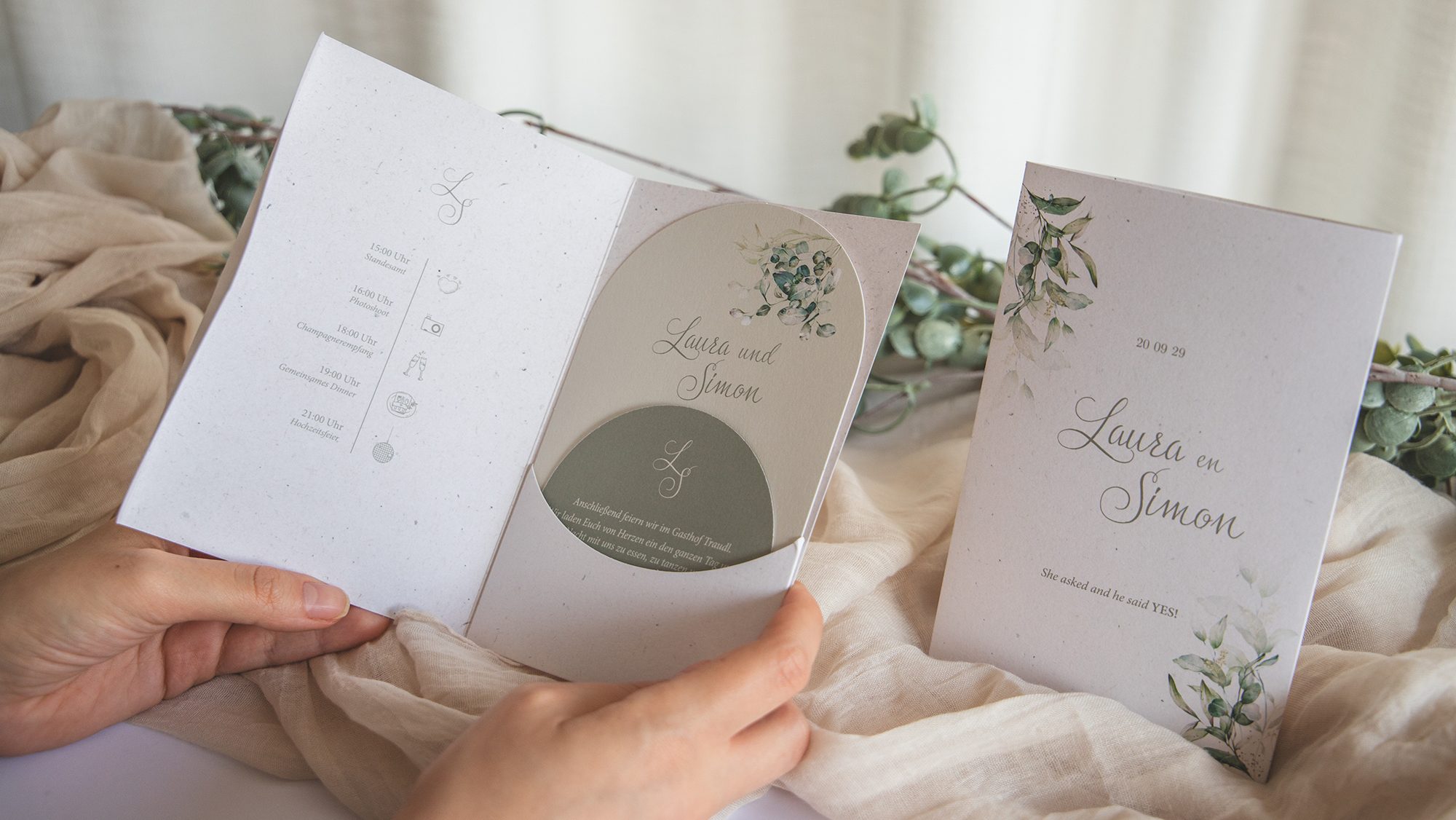 Hochzeitseinladung Pocketfold im ländlichen Stil